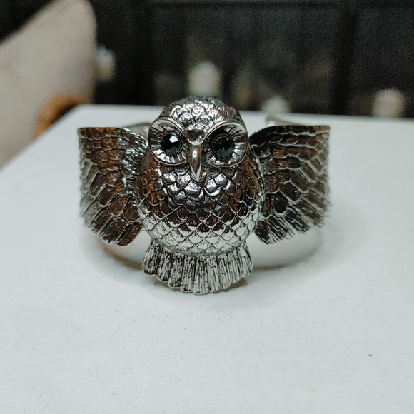 PROTECTION & WISDOM OWL HINGED BANGLE BRACELET - Picture 2 of 7